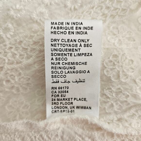 CLEOBELLA Violet Embroidered Spaghetti Strap V-Neck Bow Smocked Mini Dress Sz M - Picture 12 of 16